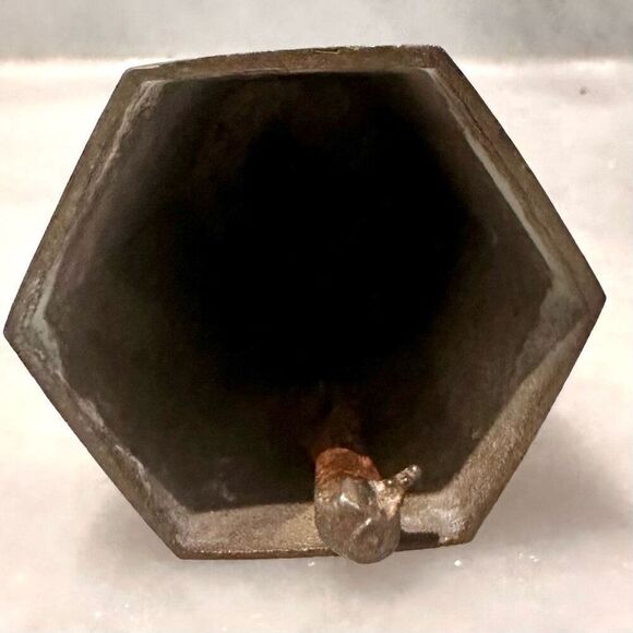 Antique Brass Dinner Bell Gold Octagonal Tabletop Bell - Picture 2 of 2